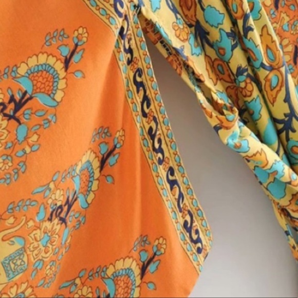 Bohemian Floral Print Kimono Duster - Picture 6 of 9
